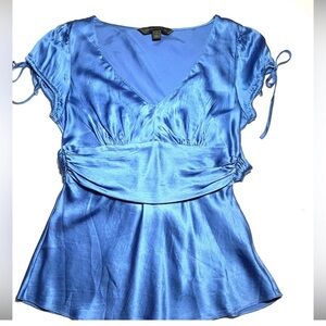 Express 95% silk blouse blue small